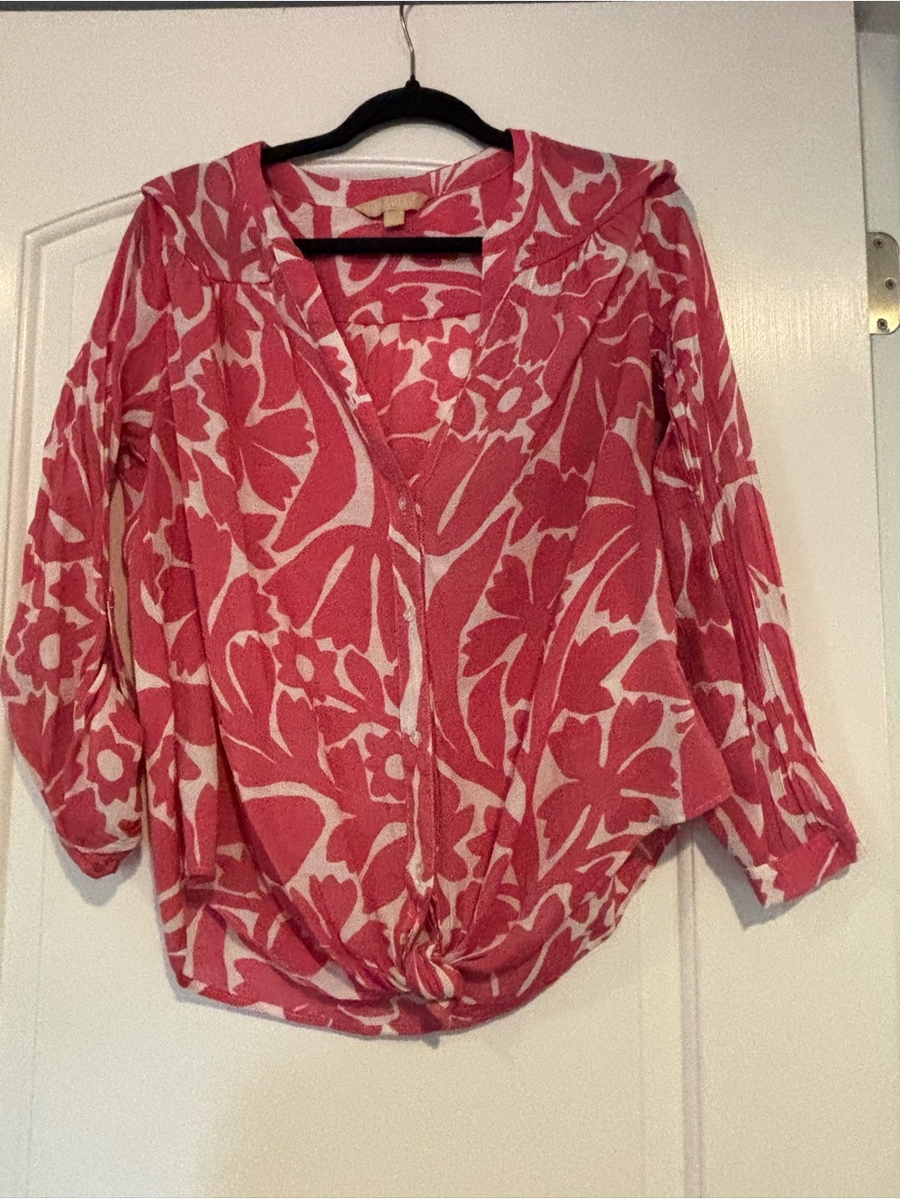 Women’s Pink Floral Twist-Front Top